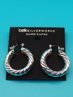 Belk Silverworks Silver Plated Chunky Twisted Hoop Earrings 0026